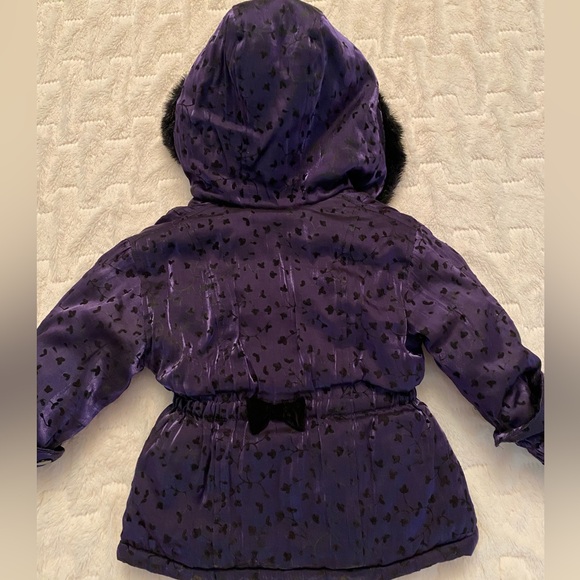 Rothschild Velvet Flocked Hooded Purple Coat - Picture 5 of 11